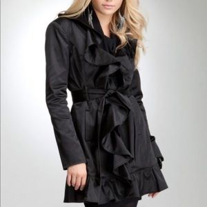 Bebe Ruffle Trench Coat